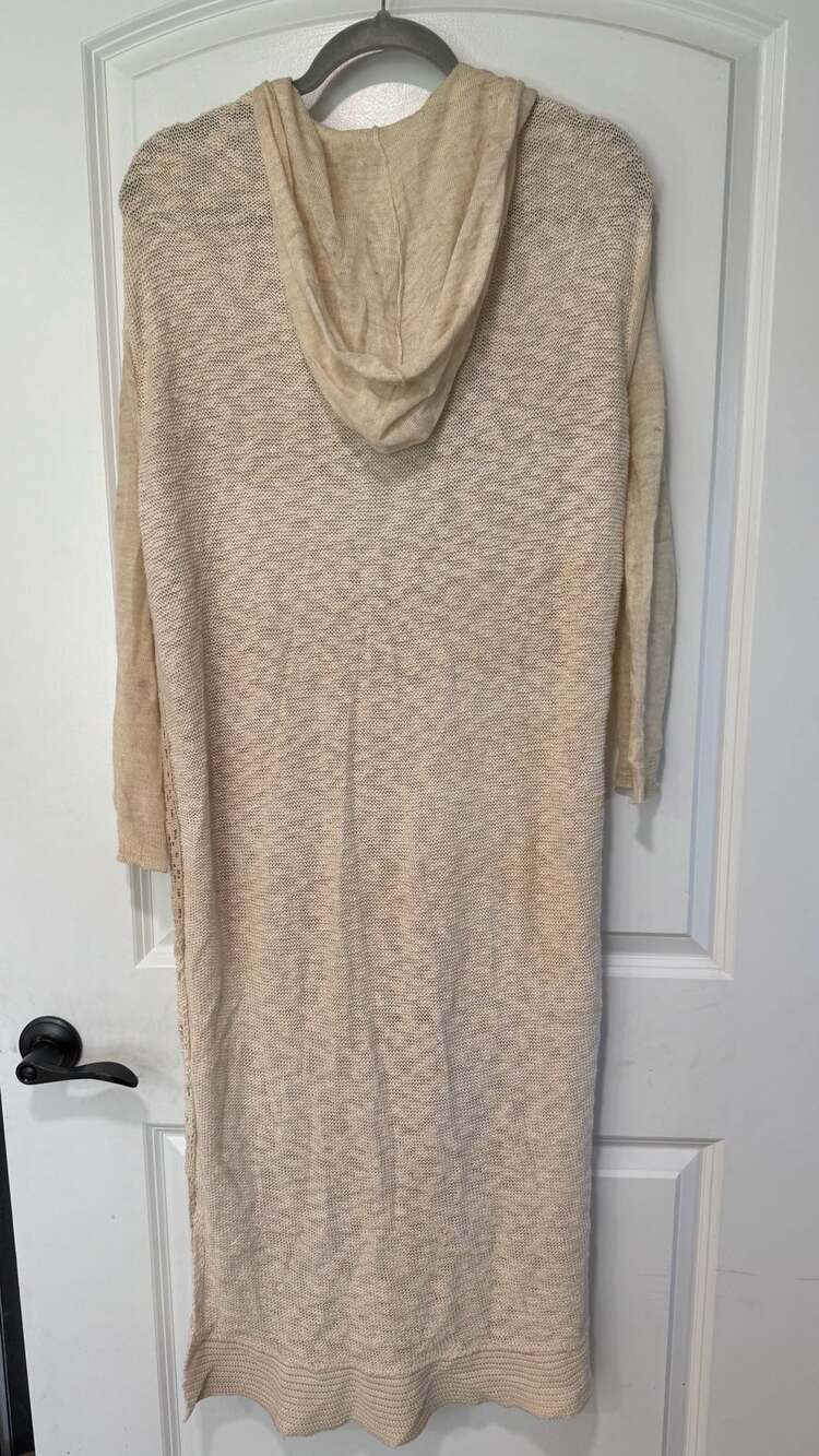 Free People Boho Crochet Patchwork Hooded Duster Cardigan Lagenlook Small - Picture 5 of 8